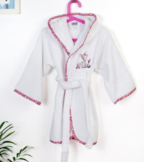 Dimcol Halat de Baie pentru Copii White-pink cu Glugă