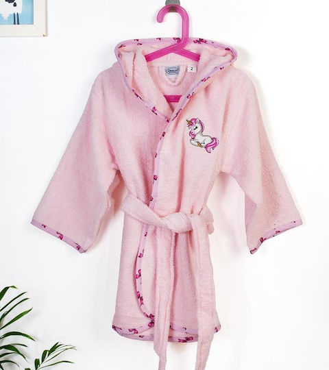 Dimcol Παιδικό Μπουρνούζι Pink με Κουκούλα