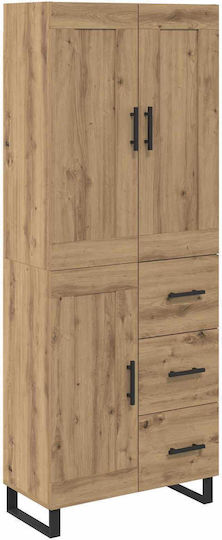 Highboard Wohnzimmerschrank aus Spanplatte Artisan-Eiche 69,5 x 34 x 180 cm