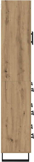 Highboard, Dulap de Sufragerie de Pardoseală din Placă Aglomerată, Stejar Artisan, 69,5x34x180 cm,