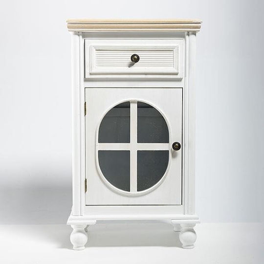 Bodenstehende Wohnzimmer-Vitrine aus weißer Spanplatte 42x34x72,5 cm