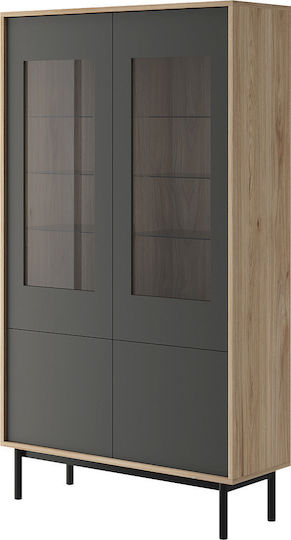 Витрина за дневна от ПДЧ със стъкло Jackson Hickory / Графит 104x39x185см
