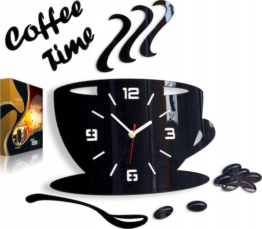 Time 3D Αθόρυβο Ρολόι Τοίχου Γυάλινο Καφέ