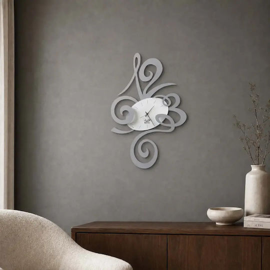 Arti E Mestieri 3D Wall Clock Metallic Gray 34x51cm