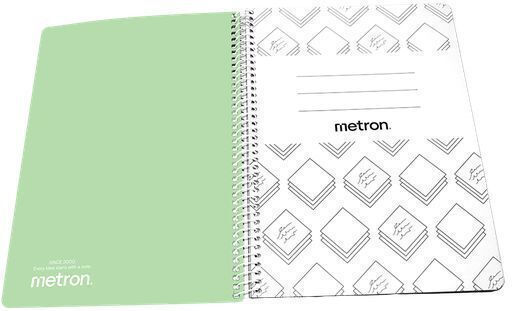 Metron Spiral Ruled Notebook 120 Paper Sheets 2 Subjects (Miscellaneous Designs)