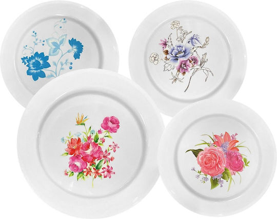HOMie Shallow Plastic Serving Plate White with Diameter 25cm 12 Pieces