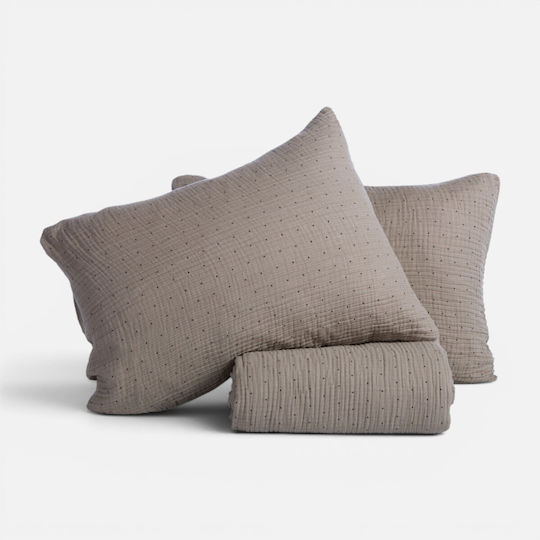 Nef-Nef Homeware Cotton Duvet Cover Set 160x230cm Single With Pillowcase Dots Mocca