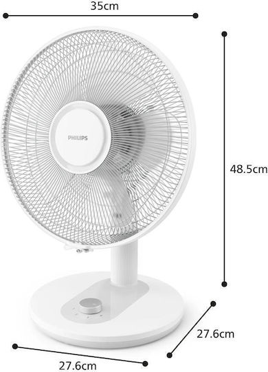 Philips Настолен Вентилатор 25W Диаметър 15cm Бял