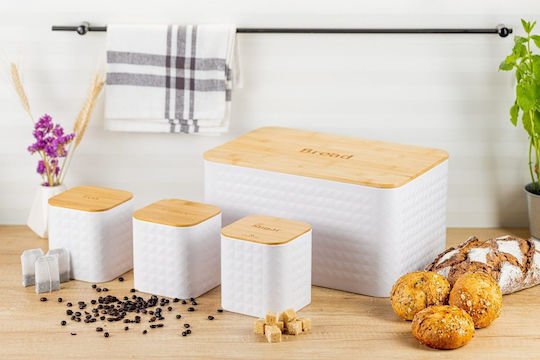Edenberg Bread Box with Lid Inox White