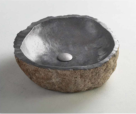 Fossil Vero Riverstone Aufgesetztes Waschbecken Porzellan 30x30cm Schwarz