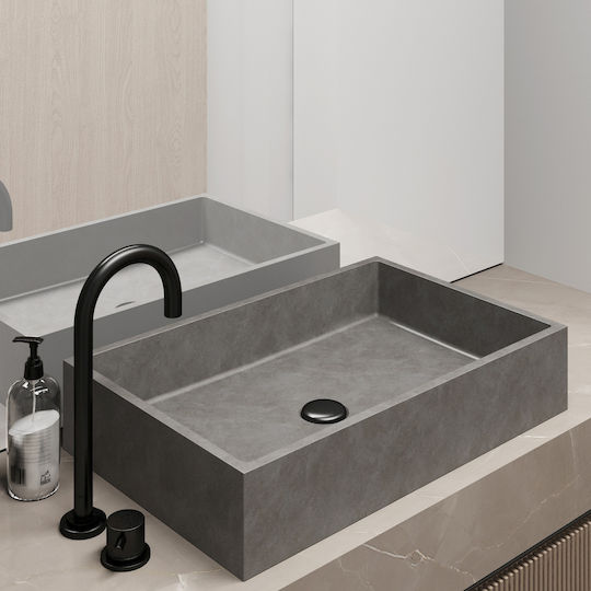 Karag Επικαθήμενος Νιπτήρας Πορσελάνης 60x39x12cm Cement Karag Επικαθήμενος Νιπτήρας Πορσελάνης 60x39x12cm Cement