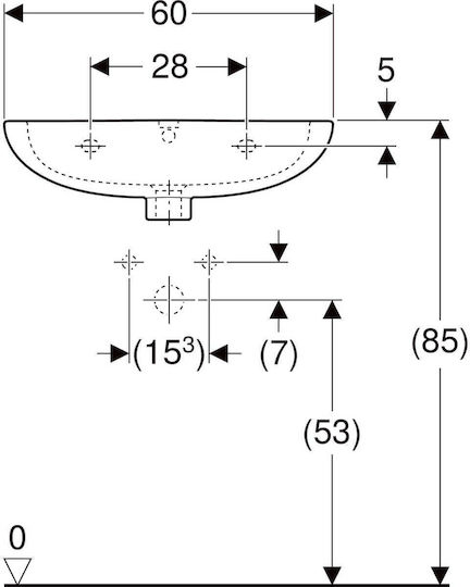 Koło Επικαθήμενος Νιπτήρας Πορσελάνης 60x45cm Λευκός