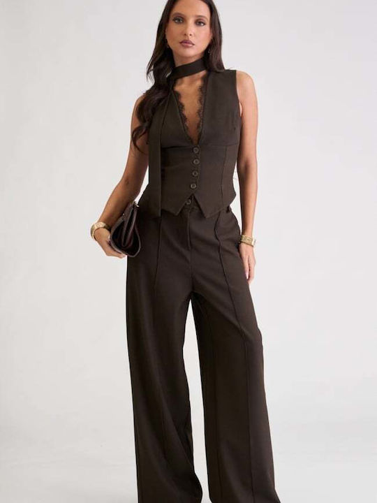 Damen Braune Dunkle Set mit Hosen für Damen