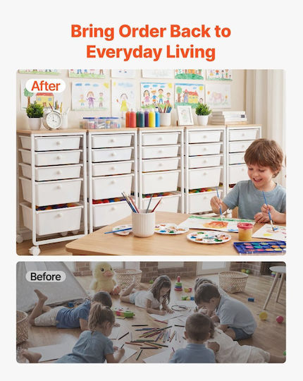Vevor Kitchen Trolley Wooden 5 Tier White