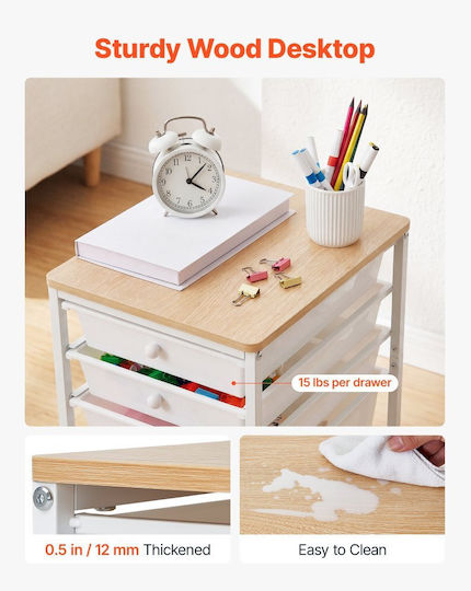 Vevor Kitchen Trolley Wooden 5 Tier White