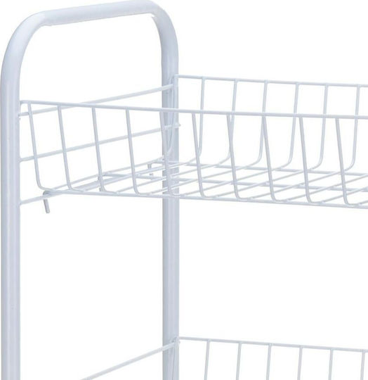 Excellent Houseware Металик Кухненско Тролей 3 Позиции Бял 40x26x62см