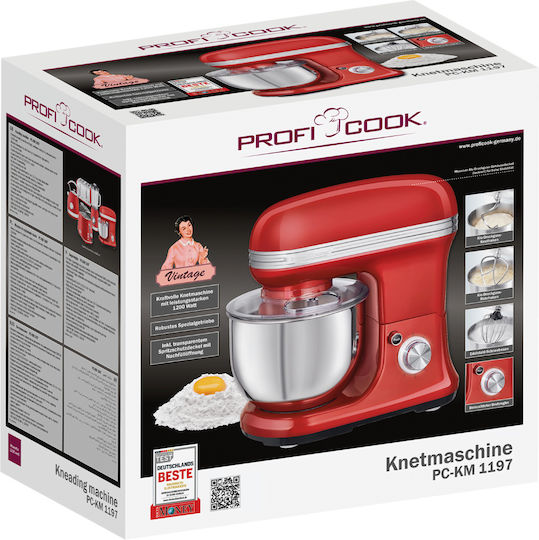 Profi Cook Кухненски робот 1200W с Неръждаем Казан 5л Червена