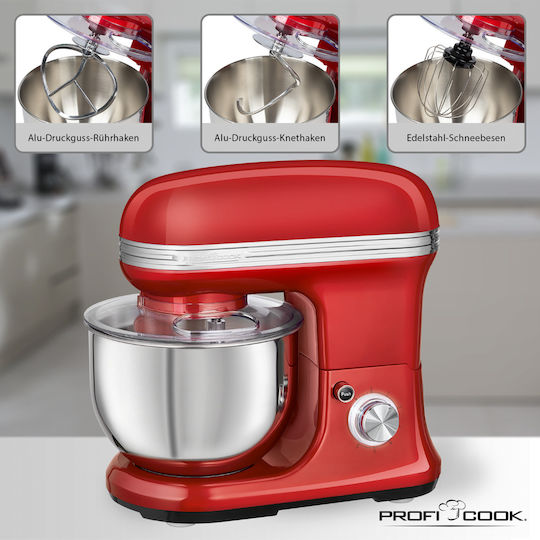 Profi Cook Кухненски робот 1200W с Неръждаем Казан 5л Червена
