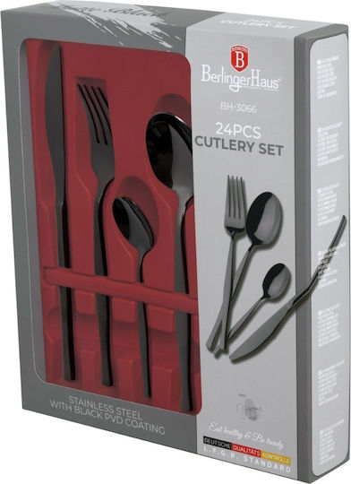 Berlinger Haus Shiny Besteckset Edelstahl Schwarz 24Stück