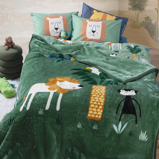 Nef-Nef Homeware Сет Спални Чаршафи Единични с Ластик Памучни Jungle Green 100x232cm 3бр