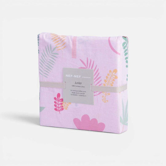 Nef-Nef Homeware Сет Спални Чаршафи Единично с Ластик Памучни Wild & Sweet Pink 100x232cm 3бр