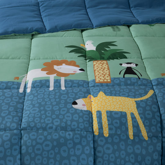 Nef-Nef Homeware Сет Спални Чаршафи Единични с Ластик Памучни Jungle Green 100x232cm 3бр