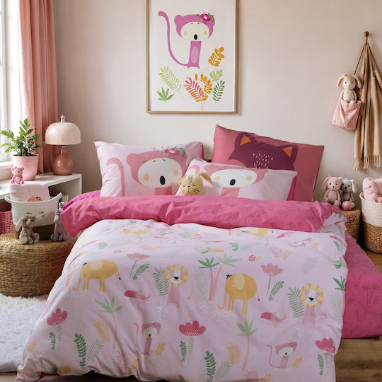 Nef-Nef Homeware Σετ Μονά Wild & Sweet Pink 170x260cm Nef-Nef Homeware Σετ Μονά Wild & Sweet Pink 170x260cm