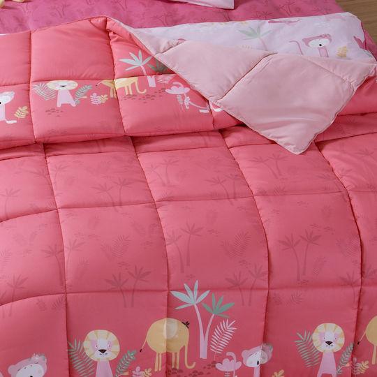 Nef-Nef Homeware Сет Спални Чаршафи Единично с Ластик Памучни Wild & Sweet Pink 100x232cm 3бр