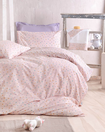 Rythmos Σετ Ημίδιπλα Tiny Heart Σομόν 160x260cm Rythmos Σετ Ημίδιπλα Tiny Heart Σομόν 160x260cm