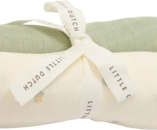Little Dutch Forest Treasures Muslin Swaddle Wraps Green 70x70cm. 2pcs