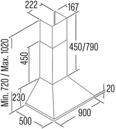 Cata Omega 900 Απορροφητήρας Καμινάδα 90cm Inox