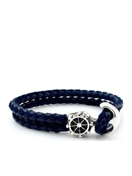 SteweHome Men's Bracelet with Anchor Design Made of Leather