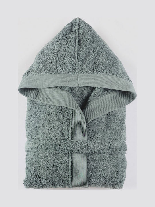 Rythmos Amadeus Bathrobe with Hood Grey / Green 420gr/m²
