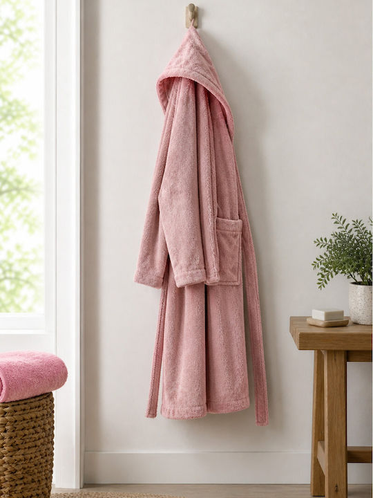 Nima Reines Bademantel mit Halsband Apple Rosa 350g/m²