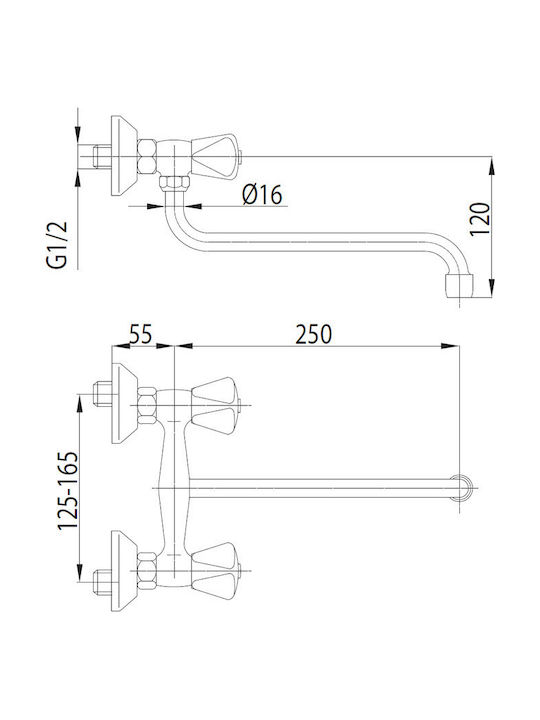KFA Standard Küchenarmatur Wand Silber