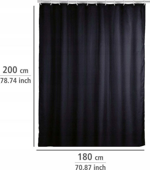 Wenko Plain Shower Curtain 180x200cm Black