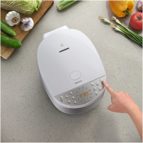 Philips Multifunktionskocher 1300W mit Kapazität 5Es Weißer