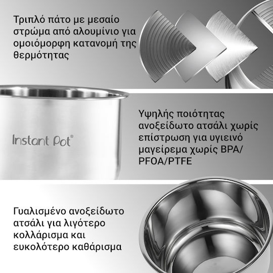 Instant Pot Duo Crisp Ultimate Lid Мултикукър 1500W с Капацитет 7лт Черен