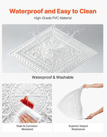 3D Wall Panels From PVC White 60.5x60.5cm 12 Pieces