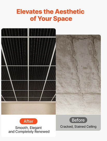 3D PVC Wall Panels with Glue Paintable Black 60.5x121.5cm 12 Pieces