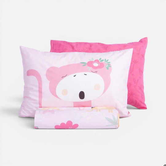 Nef-Nef Homeware Wild & Sweet Комплект Детска Завивка Единична с Калъфка за Възглавница Памучна Розова 160x240см