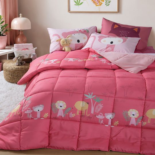 Nef-Nef Homeware Wild & Sweet Комплект Детска Завивка Единична с Калъфка за Възглавница Памучна Розова 160x240см