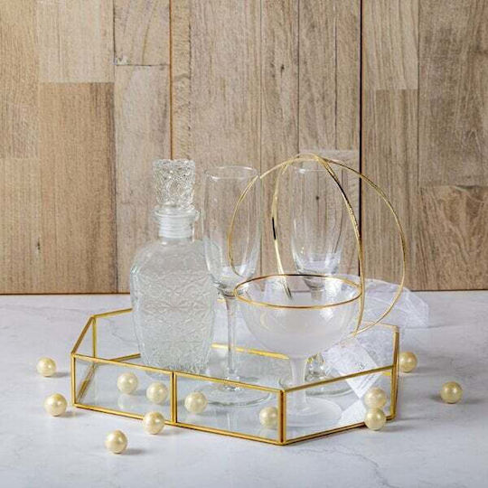 JK Home Decoration Glass Round Decorative Tray with Mirror 31x5x5cm
