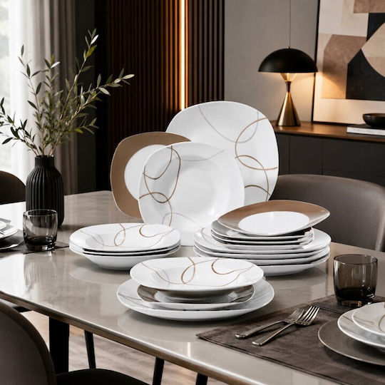 Ankor Flowers Brown Porcelain Dinnerware Set 20pcs