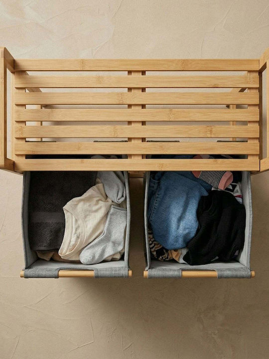 Vilde Wäschekorb Bamboo 70l mit Deckel 33x63x74cm Beige