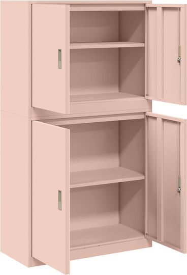 vidaXL Office Storage Cabinet Metal with Lock Pink 90x40x160cm