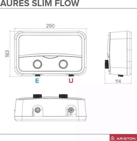 Ariston Aures Slim Flow Стенен Бойлер Баня/кухня 7кВт