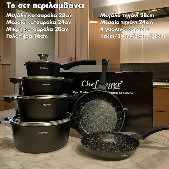 Cheffinger Set De Vase De Gătit Din Aluminiu Turnat Cu Acoperire Interioară Antiaderent 6 Piese