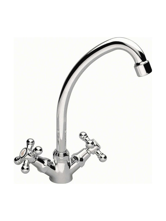 Ferro Mixing Sink Faucet Retro Silver