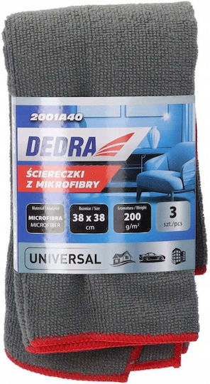 Dedra Кърпички За Почистване Микрофибър За Обща Употреба Сиви 38x38см 3 Бройки